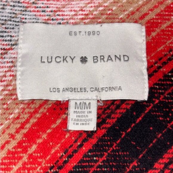 Lucky Brand Women’s Medium Plaid Unisex Red Black Plaid Jacket Autumn - Picture 3 of 10